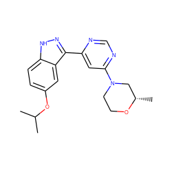 CC(C)Oc1ccc2[nH]nc(-c3cc(N4CCO[C@@H](C)C4)ncn3)c2c1 ZINC000221182426