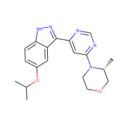 CC(C)Oc1ccc2[nH]nc(-c3cc(N4CCOC[C@H]4C)ncn3)c2c1 ZINC000221181991