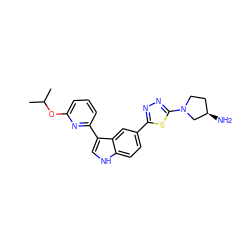 CC(C)Oc1cccc(-c2c[nH]c3ccc(-c4nnc(N5CC[C@@H](N)C5)s4)cc23)n1 ZINC000145431803