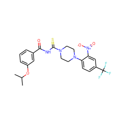 CC(C)Oc1cccc(C(=O)NC(=S)N2CCN(c3ccc(C(F)(F)F)cc3[N+](=O)[O-])CC2)c1 ZINC000008666246