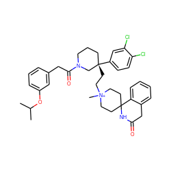 CC(C)Oc1cccc(CC(=O)N2CCC[C@](CC[N+]3(C)CCC4(CC3)NC(=O)Cc3ccccc34)(c3ccc(Cl)c(Cl)c3)C2)c1 ZINC000003946021