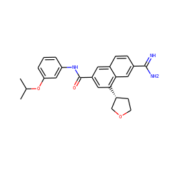 CC(C)Oc1cccc(NC(=O)c2cc([C@@H]3CCOC3)c3cc(C(=N)N)ccc3c2)c1 ZINC000026834761