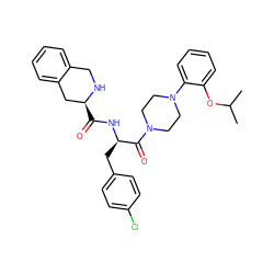 CC(C)Oc1ccccc1N1CCN(C(=O)[C@@H](Cc2ccc(Cl)cc2)NC(=O)[C@H]2Cc3ccccc3CN2)CC1 ZINC000027866622