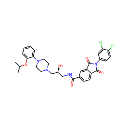 CC(C)Oc1ccccc1N1CCN(C[C@@H](O)CNC(=O)c2ccc3c(c2)C(=O)N(c2ccc(Cl)c(Cl)c2)C3=O)CC1 ZINC000026279628