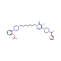 CC(C)Oc1ccccc1N1CCN(CCCCCCCn2ncc(N3CCN(C(=O)c4ccco4)CC3)c(Cl)c2=O)CC1 ZINC000029412366