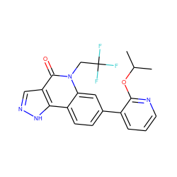 CC(C)Oc1ncccc1-c1ccc2c3[nH]ncc3c(=O)n(CC(F)(F)F)c2c1 ZINC000220063731