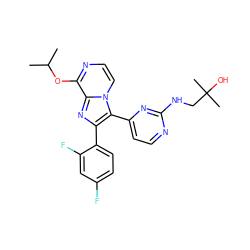 CC(C)Oc1nccn2c(-c3ccnc(NCC(C)(C)O)n3)c(-c3ccc(F)cc3F)nc12 ZINC000063540200