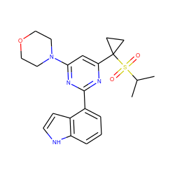 CC(C)S(=O)(=O)C1(c2cc(N3CCOCC3)nc(-c3cccc4[nH]ccc34)n2)CC1 ZINC000095582617