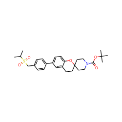 CC(C)S(=O)(=O)Cc1ccc(-c2ccc3c(c2)CCC2(CCN(C(=O)OC(C)(C)C)CC2)O3)cc1 ZINC000146709140