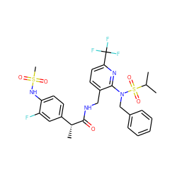 CC(C)S(=O)(=O)N(Cc1ccccc1)c1nc(C(F)(F)F)ccc1CNC(=O)[C@H](C)c1ccc(NS(C)(=O)=O)c(F)c1 ZINC000653716330