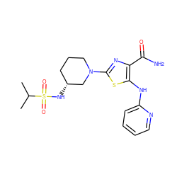 CC(C)S(=O)(=O)N[C@@H]1CCCN(c2nc(C(N)=O)c(Nc3ccccn3)s2)C1 ZINC000209438999