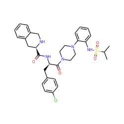 CC(C)S(=O)(=O)Nc1ccccc1N1CCN(C(=O)[C@@H](Cc2ccc(Cl)cc2)NC(=O)[C@H]2Cc3ccccc3CN2)CC1 ZINC000027208034