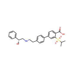 CC(C)S(=O)(=O)c1cc(-c2ccc(CCNC[C@H](O)c3ccccc3)cc2)ccc1C(=O)O ZINC000029132791