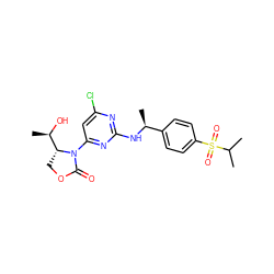 CC(C)S(=O)(=O)c1ccc([C@H](C)Nc2nc(Cl)cc(N3C(=O)OC[C@@H]3[C@@H](C)O)n2)cc1 ZINC000221917278