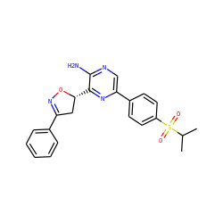 CC(C)S(=O)(=O)c1ccc(-c2cnc(N)c([C@@H]3CC(c4ccccc4)=NO3)n2)cc1 ZINC000096273297