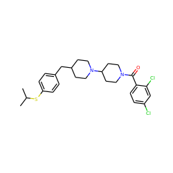 CC(C)Sc1ccc(CC2CCN(C3CCN(C(=O)c4ccc(Cl)cc4Cl)CC3)CC2)cc1 ZINC000013440401