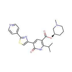 CC(C)c1[nH]c(=O)c(-c2csc(-c3ccncc3)n2)cc1C(=O)O[C@@H]1CCCN(C)C1 ZINC000034207845