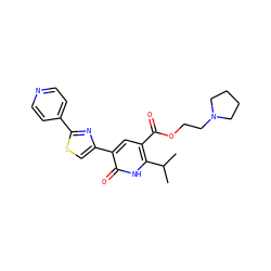 CC(C)c1[nH]c(=O)c(-c2csc(-c3ccncc3)n2)cc1C(=O)OCCN1CCCC1 ZINC000045258968