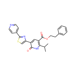 CC(C)c1[nH]c(=O)c(-c2csc(-c3ccncc3)n2)cc1C(=O)OCCc1ccccc1 ZINC000038657521