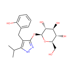 CC(C)c1[nH]nc(O[C@@H]2O[C@H](CO)[C@@H](O)[C@H](O)[C@H]2O)c1Cc1ccccc1O ZINC000095580168