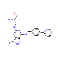 CC(C)c1[nH]nc2c(NCc3ccc(-c4ccccn4)cc3)nc(NC[C@H](N)CO)nc12 ZINC000653717527