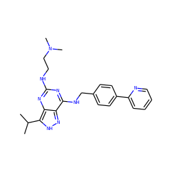 CC(C)c1[nH]nc2c(NCc3ccc(-c4ccccn4)cc3)nc(NCCN(C)C)nc12 ZINC000653720597