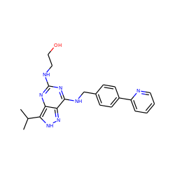 CC(C)c1[nH]nc2c(NCc3ccc(-c4ccccn4)cc3)nc(NCCO)nc12 ZINC000653722006