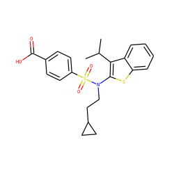 CC(C)c1c(N(CCC2CC2)S(=O)(=O)c2ccc(C(=O)O)cc2)sc2ccccc12 ZINC000115229066