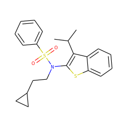 CC(C)c1c(N(CCC2CC2)S(=O)(=O)c2ccccc2)sc2ccccc12 ZINC000115236306