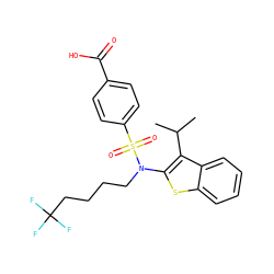 CC(C)c1c(N(CCCCC(F)(F)F)S(=O)(=O)c2ccc(C(=O)O)cc2)sc2ccccc12 ZINC000115233878