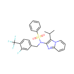 CC(C)c1c(N(Cc2ccc(C(F)(F)F)c(F)c2)S(=O)(=O)c2ccccc2)nc2ccccn12 ZINC000167645609