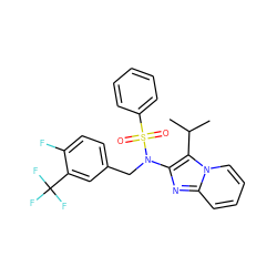 CC(C)c1c(N(Cc2ccc(F)c(C(F)(F)F)c2)S(=O)(=O)c2ccccc2)nc2ccccn12 ZINC000167645450