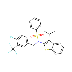 CC(C)c1c(N(Cc2ccc(F)c(C(F)(F)F)c2)S(=O)(=O)c2ccccc2)sc2ccccc12 ZINC000115234913