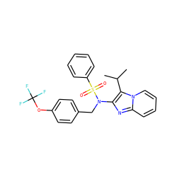 CC(C)c1c(N(Cc2ccc(OC(F)(F)F)cc2)S(=O)(=O)c2ccccc2)nc2ccccn12 ZINC000167645736