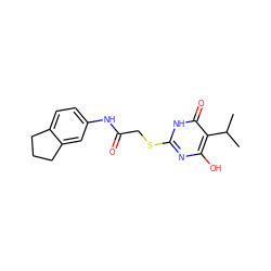 CC(C)c1c(O)nc(SCC(=O)Nc2ccc3c(c2)CCC3)[nH]c1=O ZINC000013116536