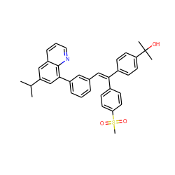 CC(C)c1cc(-c2cccc(/C=C(/c3ccc(C(C)(C)O)cc3)c3ccc(S(C)(=O)=O)cc3)c2)c2ncccc2c1 ZINC000028529822