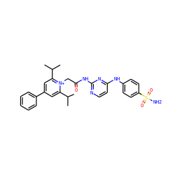 CC(C)c1cc(-c2ccccc2)cc(C(C)C)[n+]1CC(=O)Nc1nccc(Nc2ccc(S(N)(=O)=O)cc2)n1 ZINC000026751794