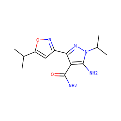 CC(C)c1cc(-c2nn(C(C)C)c(N)c2C(N)=O)no1 ZINC001772626649