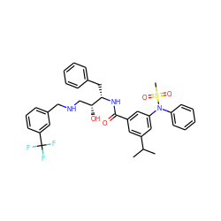 CC(C)c1cc(C(=O)N[C@@H](Cc2ccccc2)[C@H](O)CNCc2cccc(C(F)(F)F)c2)cc(N(c2ccccc2)S(C)(=O)=O)c1 ZINC000003987507