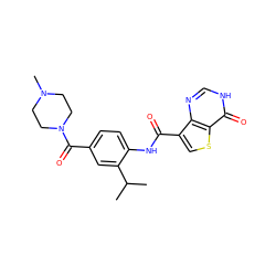 CC(C)c1cc(C(=O)N2CCN(C)CC2)ccc1NC(=O)c1csc2c(=O)[nH]cnc12 ZINC000653893469