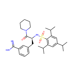 CC(C)c1cc(C(C)C)c(S(=O)(=O)N[C@@H](Cc2cccc(C(=N)N)c2)C(=O)N2CCCCC2)c(C(C)C)c1 ZINC000026842191