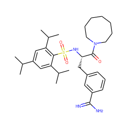 CC(C)c1cc(C(C)C)c(S(=O)(=O)N[C@@H](Cc2cccc(C(=N)N)c2)C(=O)N2CCCCCCC2)c(C(C)C)c1 ZINC000026841323