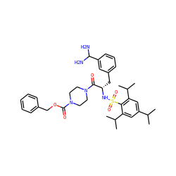 CC(C)c1cc(C(C)C)c(S(=O)(=O)N[C@@H](Cc2cccc(C(N)N)c2)C(=O)N2CCN(C(=O)OCc3ccccc3)CC2)c(C(C)C)c1 ZINC000027630992