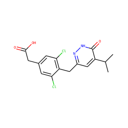 CC(C)c1cc(Cc2c(Cl)cc(CC(=O)O)cc2Cl)n[nH]c1=O ZINC000034842575