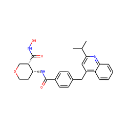 CC(C)c1cc(Cc2ccc(C(=O)N[C@@H]3CCOC[C@@H]3C(=O)NO)cc2)c2ccccc2n1 ZINC000028821963