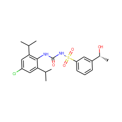 CC(C)c1cc(Cl)cc(C(C)C)c1NC(=O)NS(=O)(=O)c1cccc([C@@H](C)O)c1 ZINC000135752486