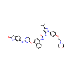 CC(C)c1cc(NC(=O)Nc2ccc(Oc3ccnc(Nc4ccc5c(c4)NC(=O)C5)n3)c3ccccc23)n(-c2ccc(OCCN3CCOCC3)cc2)n1 ZINC000211058717