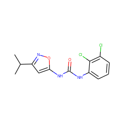 CC(C)c1cc(NC(=O)Nc2cccc(Cl)c2Cl)on1 ZINC000003834003