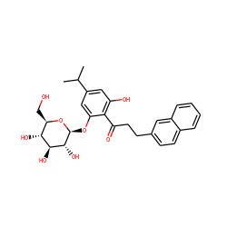 CC(C)c1cc(O)c(C(=O)CCc2ccc3ccccc3c2)c(O[C@@H]2O[C@H](CO)[C@@H](O)[C@H](O)[C@H]2O)c1 ZINC000028382267