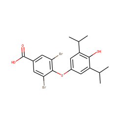 CC(C)c1cc(Oc2c(Br)cc(C(=O)O)cc2Br)cc(C(C)C)c1O ZINC000001910624